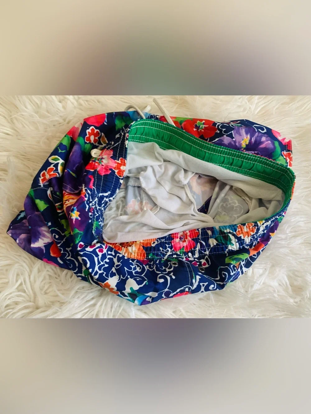 Polo by Ralph Lauren Floral Swim Trunks Blue Multicolor Size Small